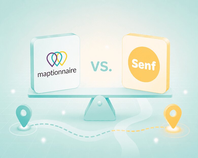 Comparison graphic showing Maptionnaire and Senf